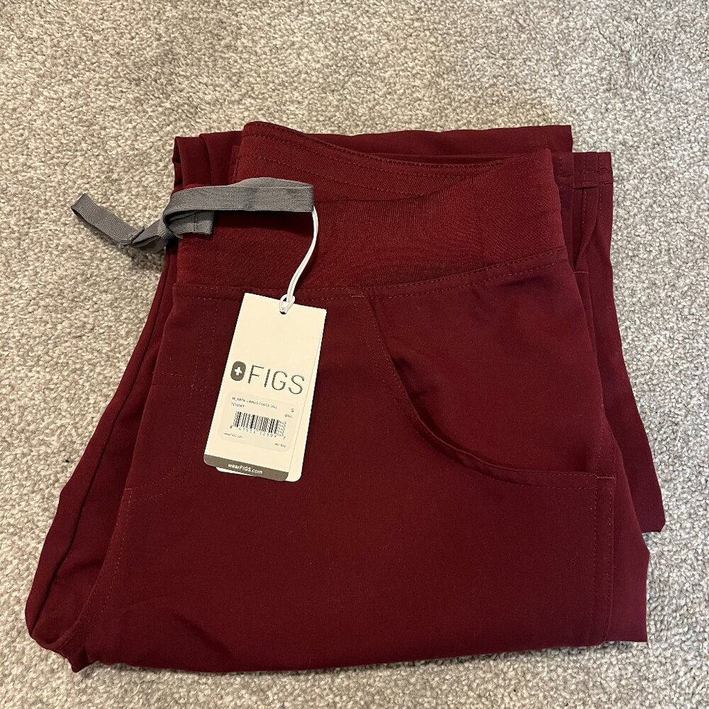 Figs Kade Cargo Burgundy Scrub Pants